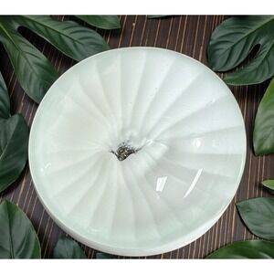 White Clear Blown Art Glass Disk Dollar Paperweight Decorative Home Decor Unique